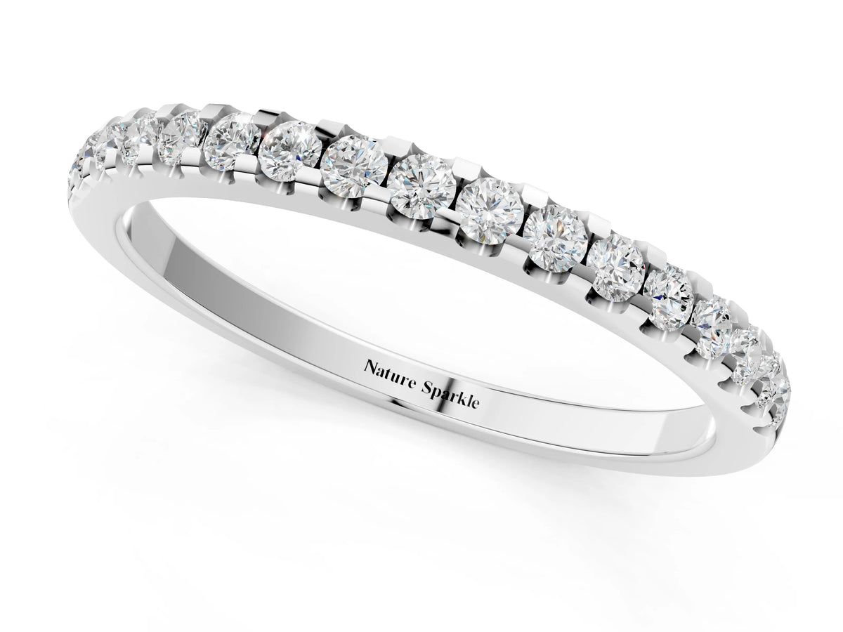Platinum Round Diamond Half Eternity Prong Set Band