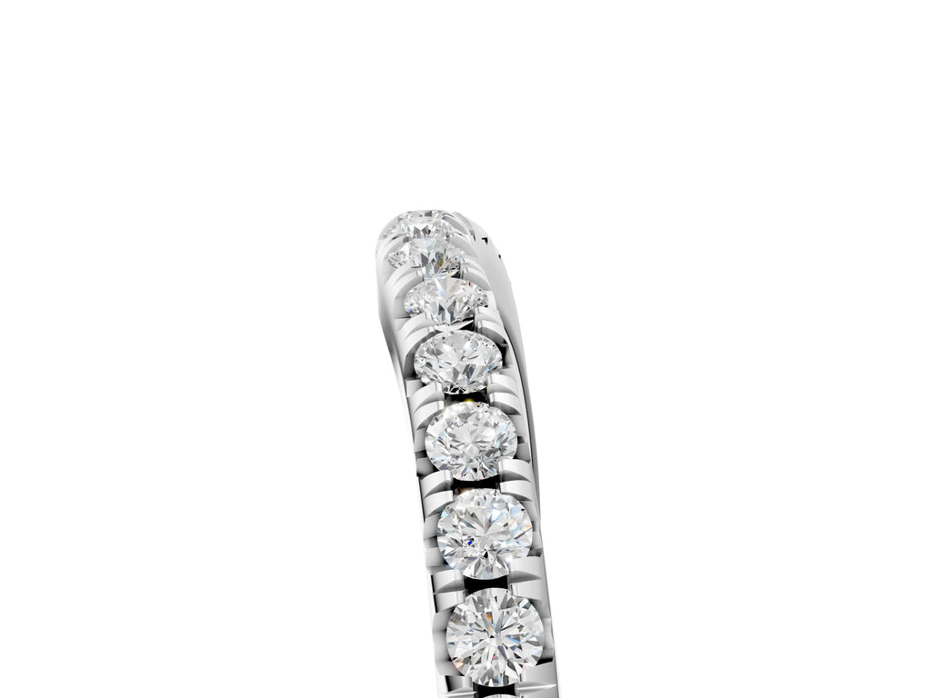 Platinum Round Diamond Pavé Curved Band with Shared Prong Setting