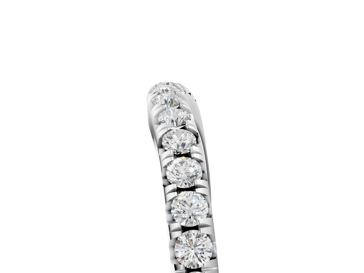 Platinum Round Diamond Pavé Curved Band with Shared Prong Setting