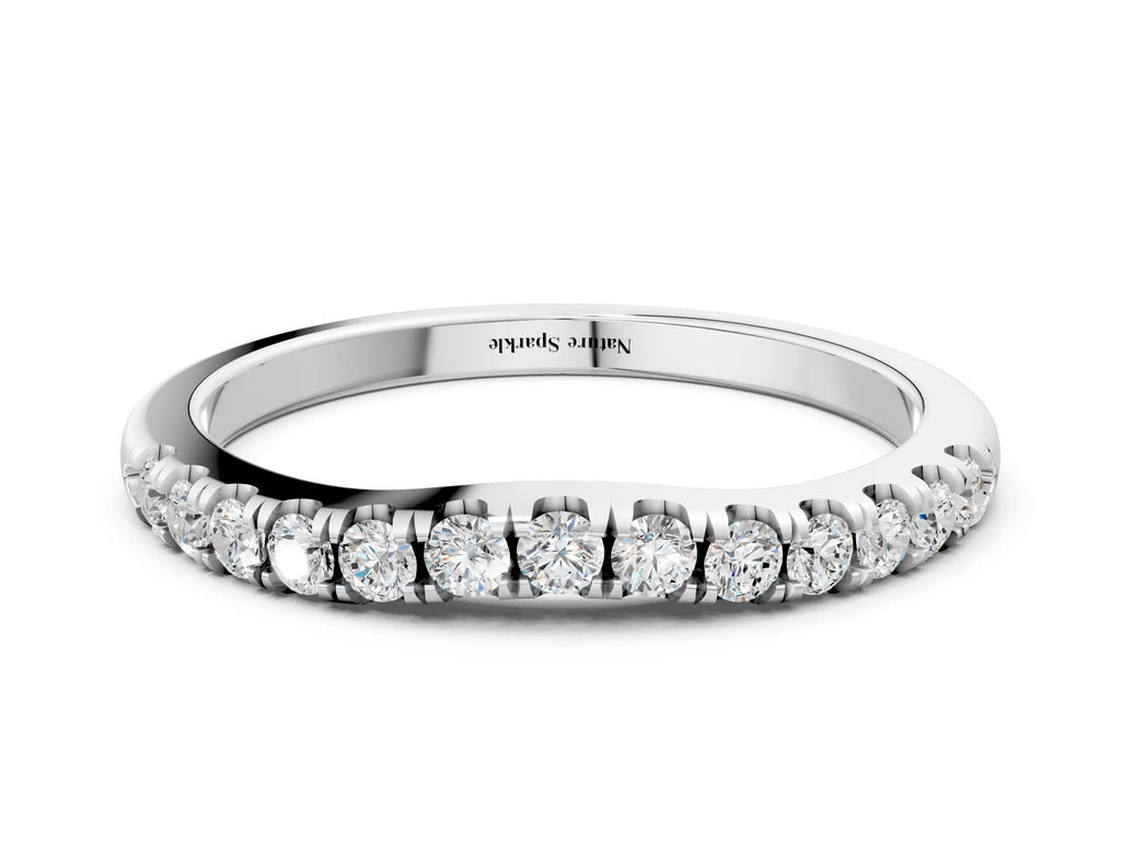 Platinum Round Diamond Pavé Curved Eternity Band with Shared Prong Setting
