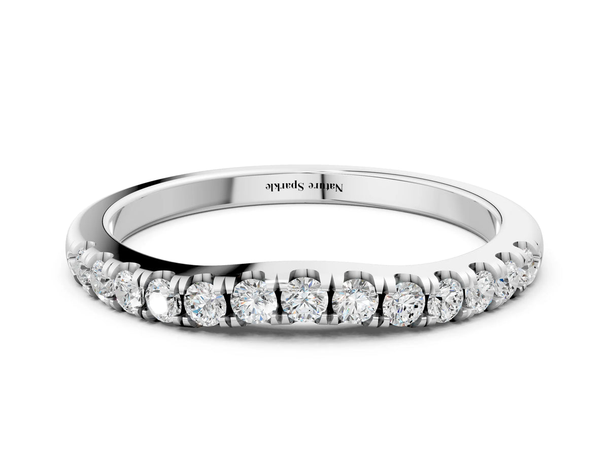 Platinum Round Diamond Pavé Curved Eternity Band with Shared Prong Setting