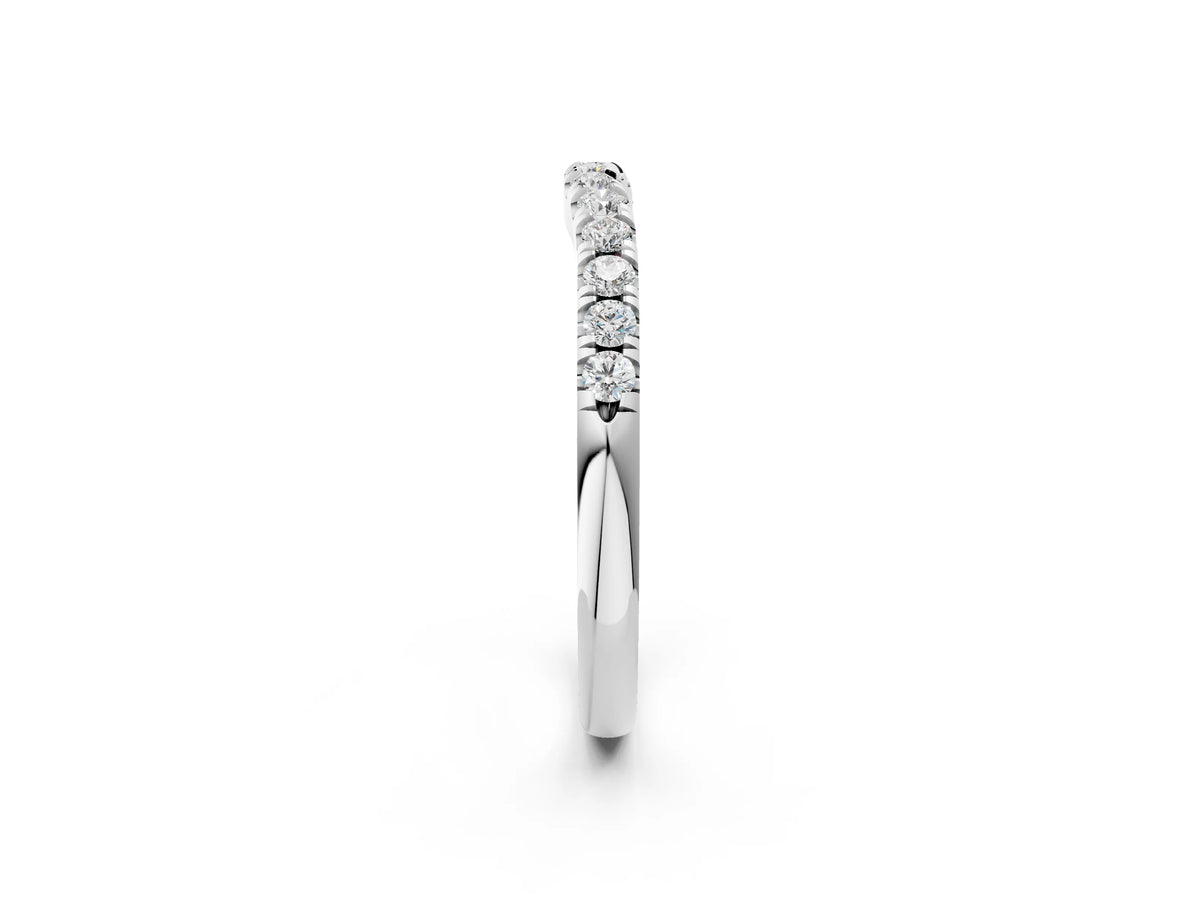 Platinum Round Diamond Pavé Curved Eternity Band with Shared Prong Setting
