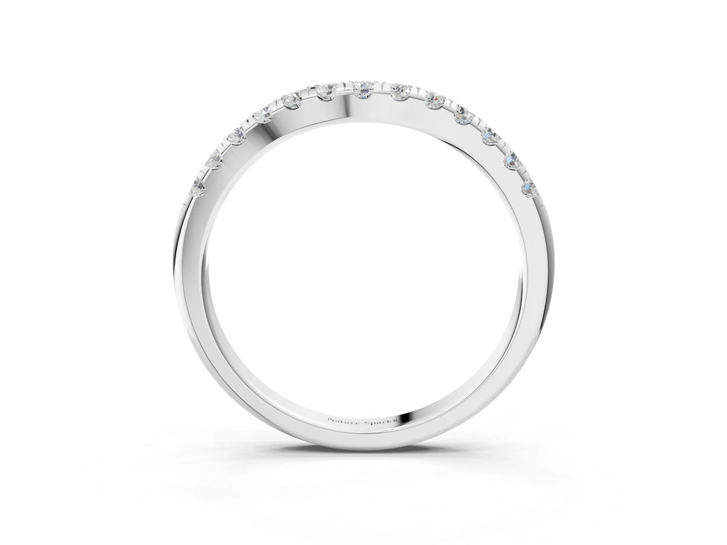 Platinum Round Diamond Pavé Curved Eternity Band with Shared Prong Setting