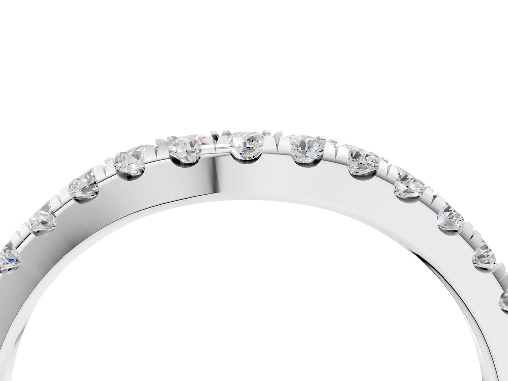 Platinum Round Diamond Pavé Curved Eternity Band with Shared Prong Setting