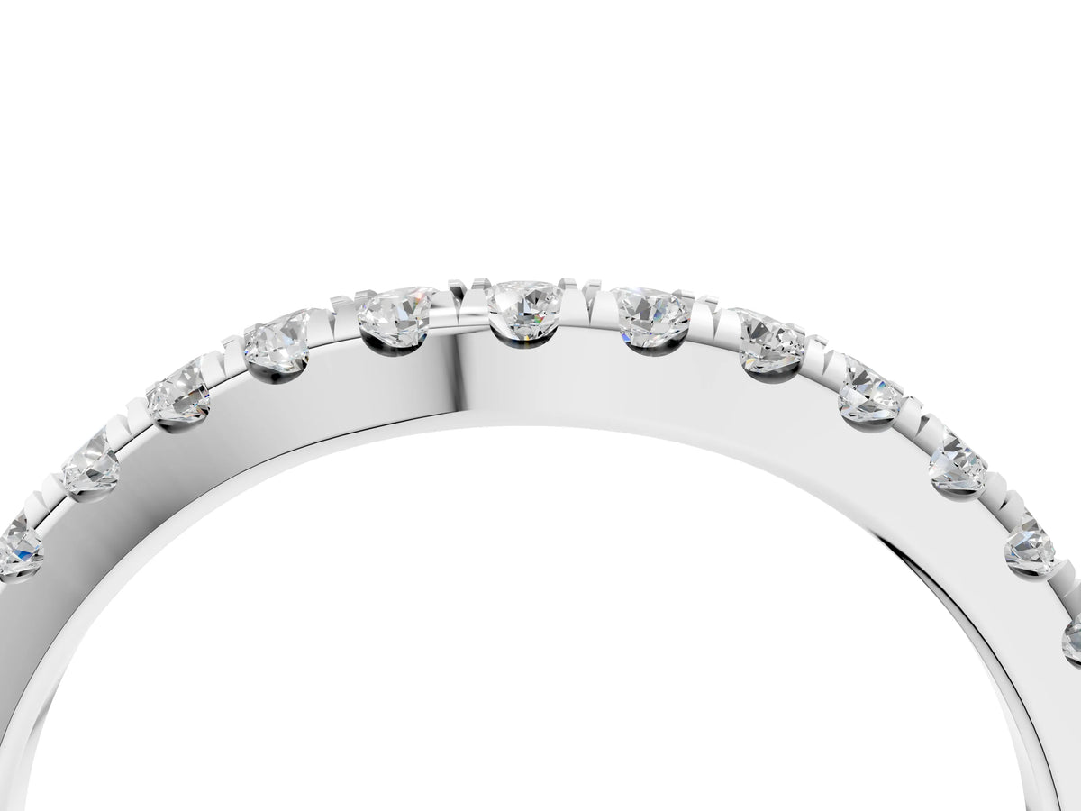 Platinum Round Diamond Pavé Curved Eternity Band with Shared Prong Setting