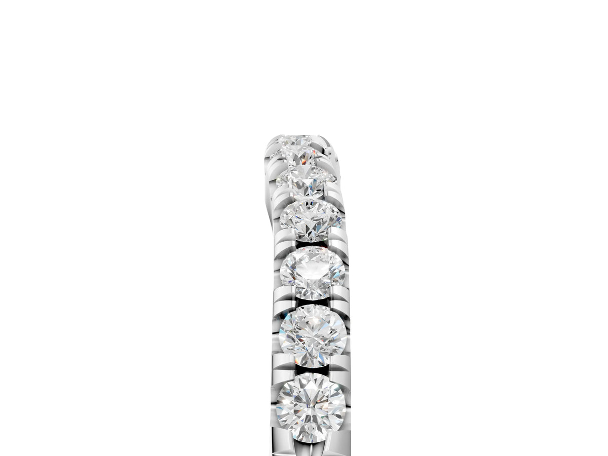 Platinum Round Diamond Pavé Curved Eternity Band with Shared Prong Setting