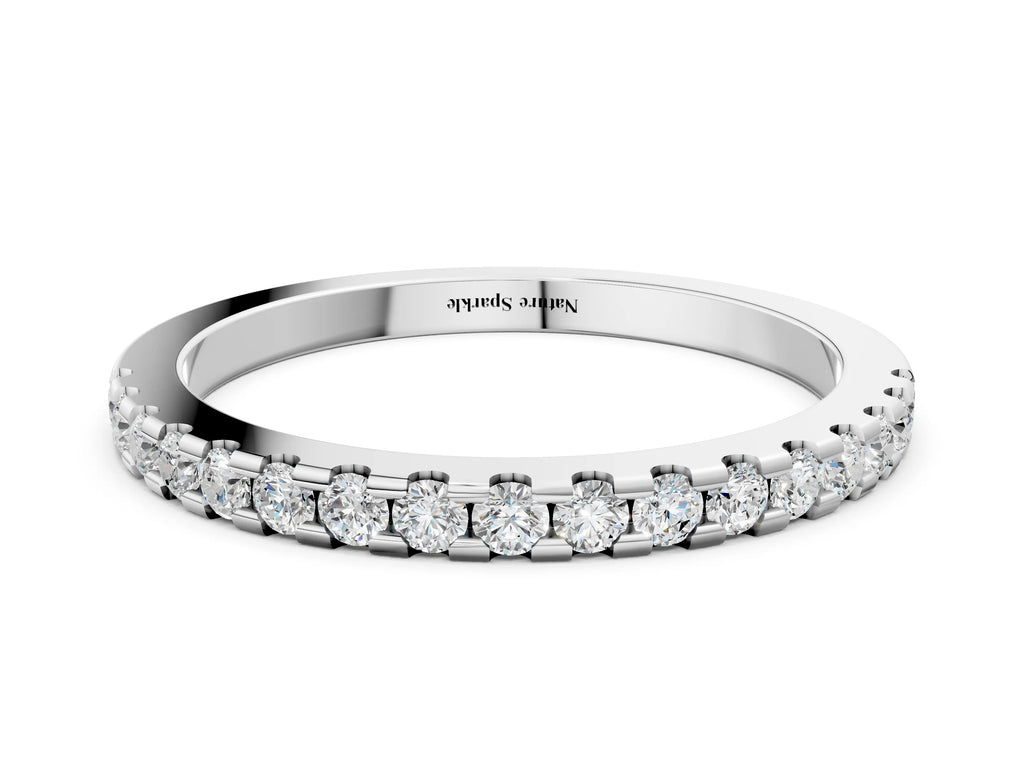 Platinum Round Diamond Pavé Set Eternity Band with Micro Prong Setting