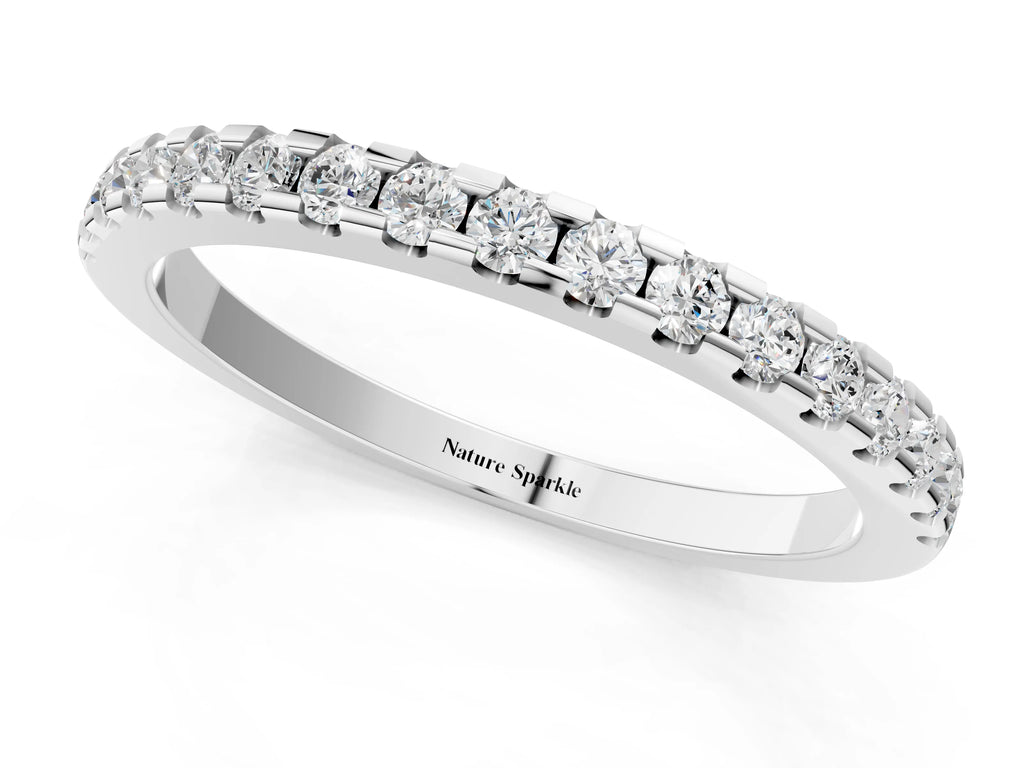 Platinum Round Diamond Pavé Set Eternity Band with Micro Prong Setting