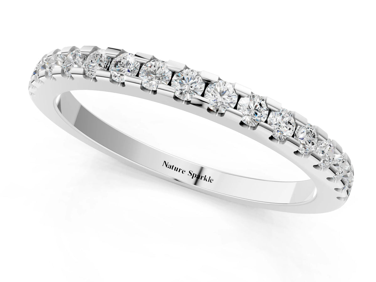 Platinum Round Diamond Pavé Set Eternity Band with Micro Prong Setting