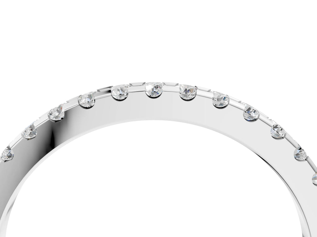 Platinum Round Diamond Pavé Set Eternity Band with Micro Prong Setting