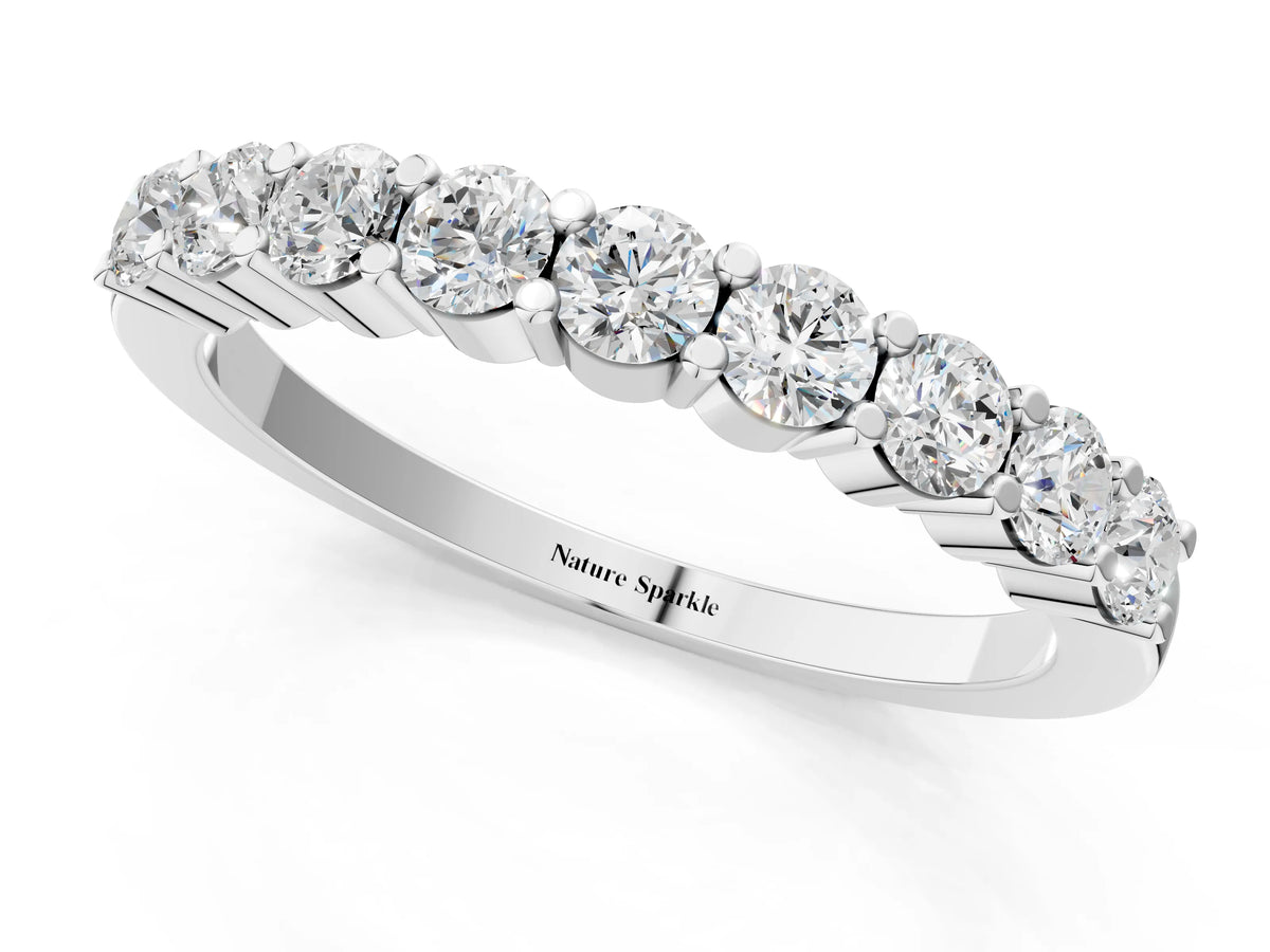 Platinum Round Diamond Prong Set Half-Eternity Band