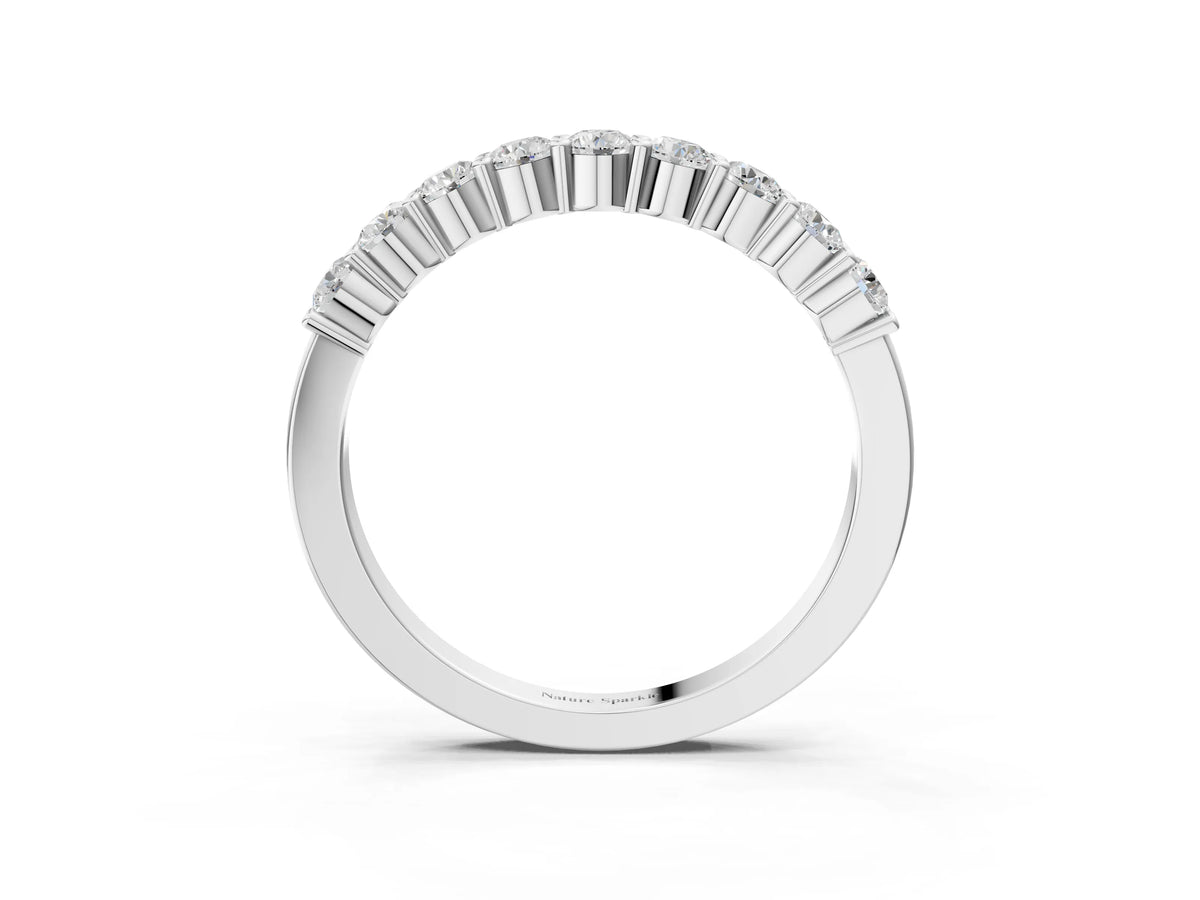Platinum Round Diamond Prong Set Half-Eternity Band