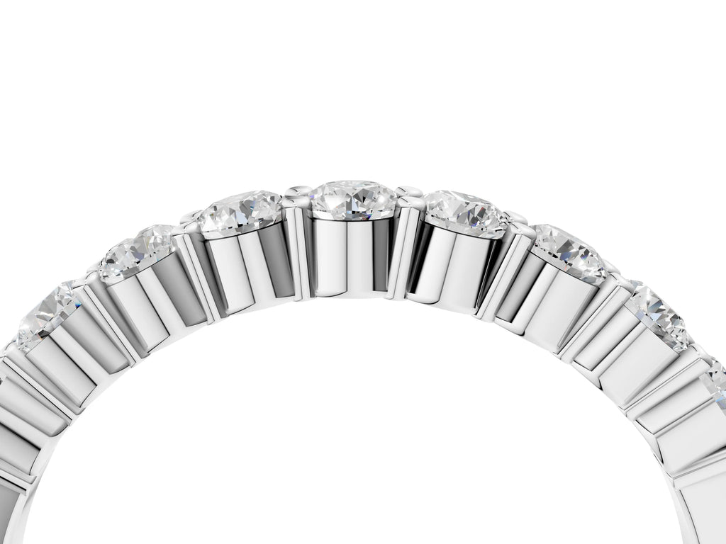 Platinum Round Diamond Prong Set Half-Eternity Band