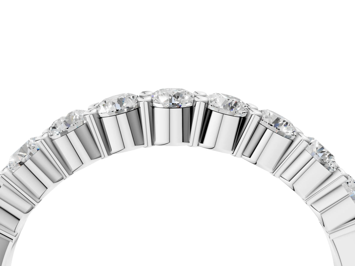 Platinum Round Diamond Prong Set Half-Eternity Band