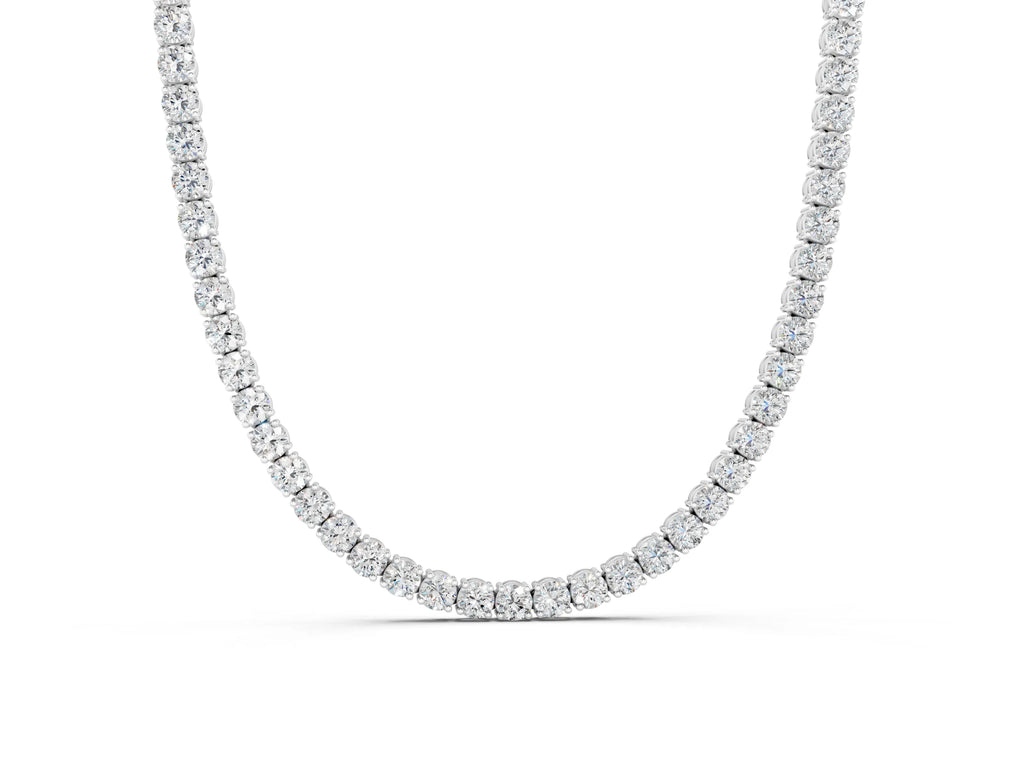 Platinum Round Diamond Tennis Necklace