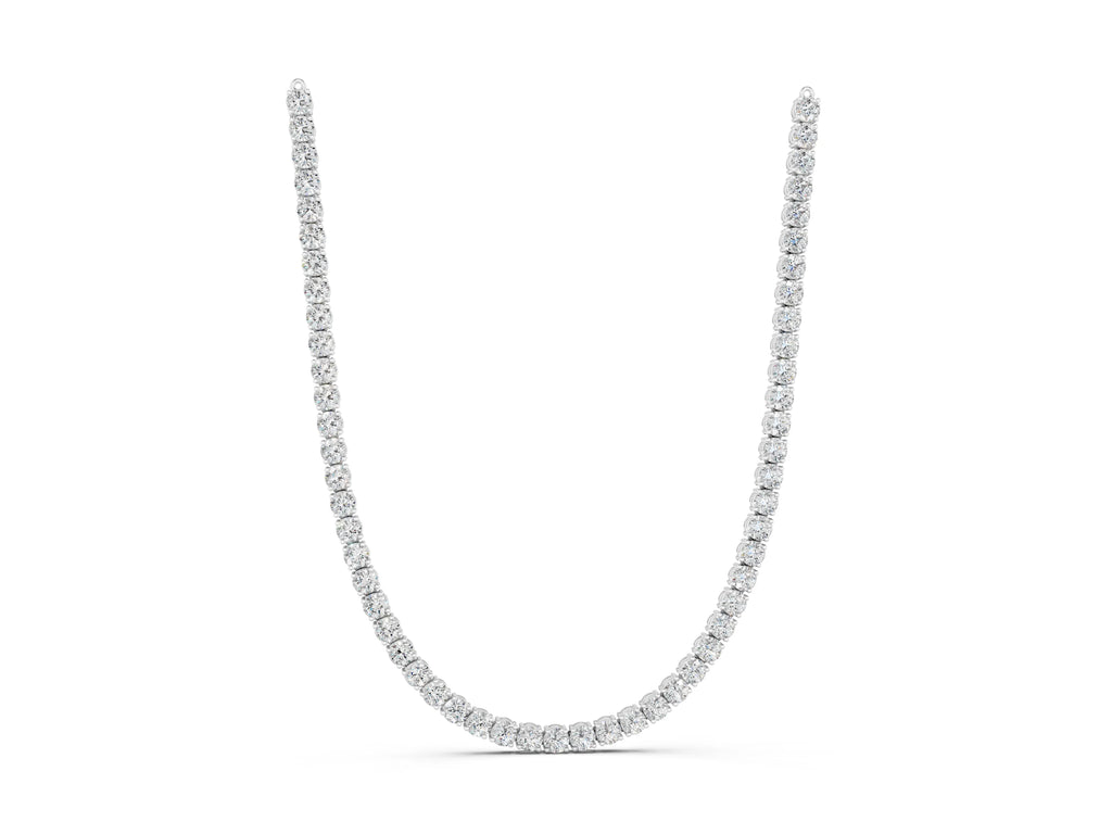 Platinum Round Diamond Tennis Necklace