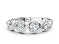 Platinum Round Diamond Wave Band with Channel Setting and Shared Prongs