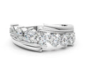 Platinum Round Diamond Wave Band with Channel and Shared Prong Setting