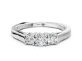 Platinum Three-Stone Round Cut Diamond Channel Set Band with Prong Setting