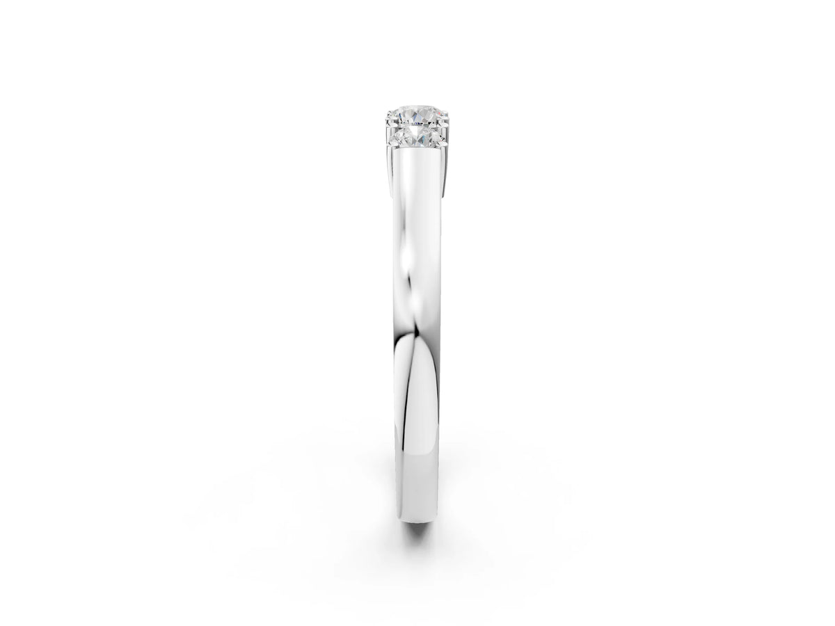 Platinum Three-Stone Round Cut Diamond Channel Set Band with Prong Setting
