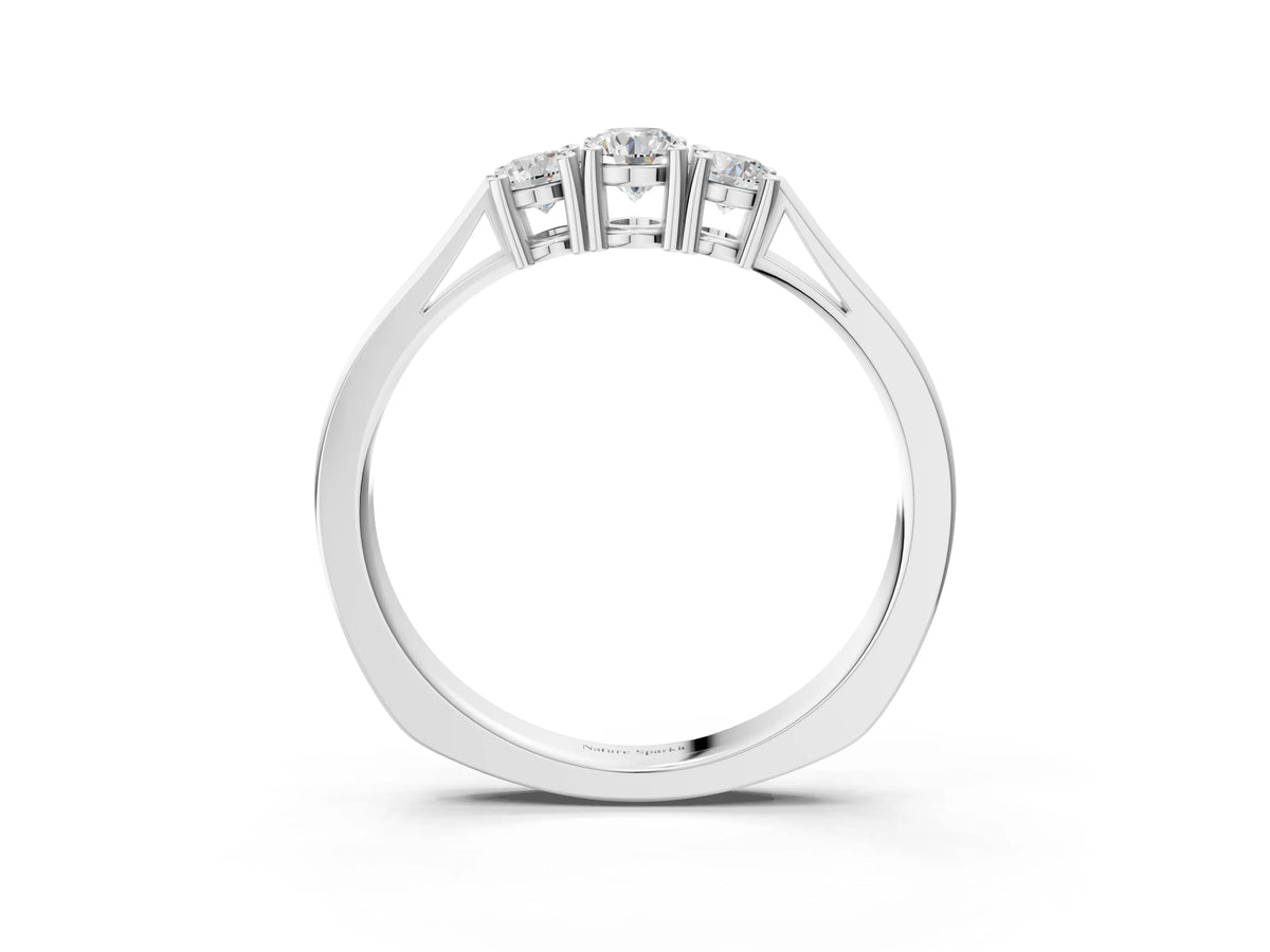 Platinum Three-Stone Round Cut Diamond Channel Set Band with Prong Setting