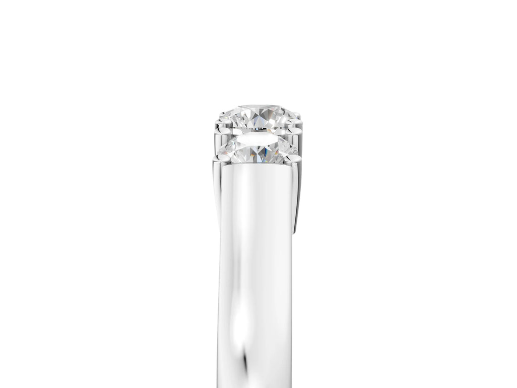 Platinum Three-Stone Round Cut Diamond Channel Set Band with Prong Setting