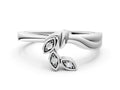 Platinum Three-Stone Round Diamond Leaf Bypass Ring with Bezel Setting