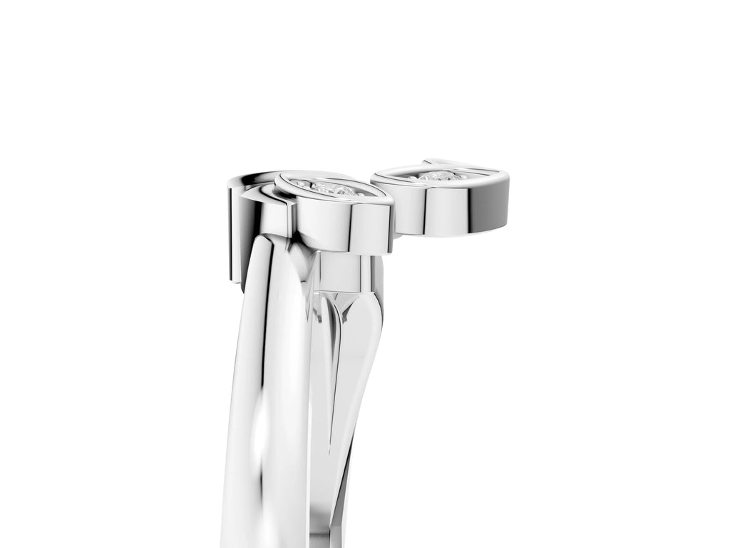 Platinum Three-Stone Round Diamond Leaf Bypass Ring with Bezel Setting