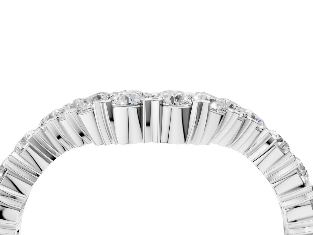 Platinum V-Shaped Diamond Round Cut Pavé Band with Prong Setting