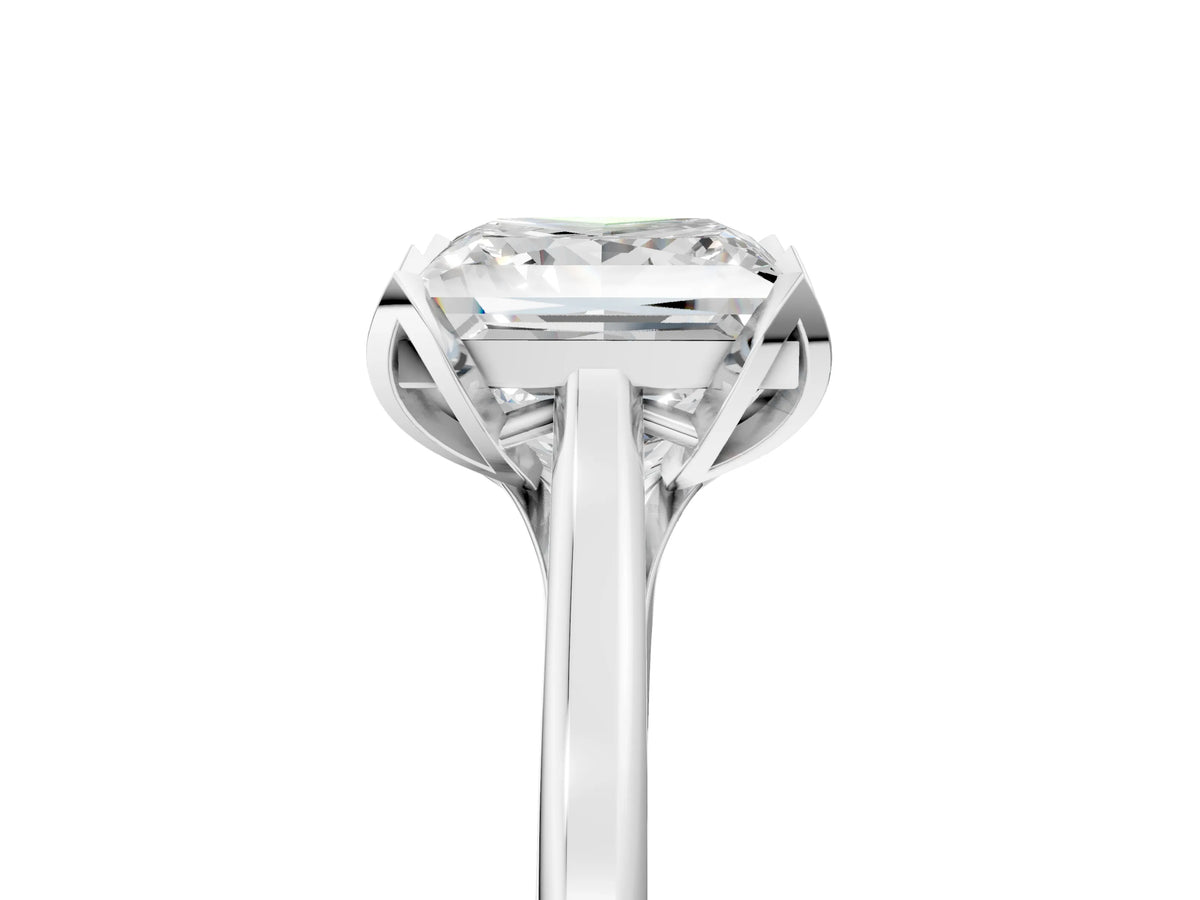 Princess Cut Diamond Solitaire Ring in Platinum with Flower Prong Setting