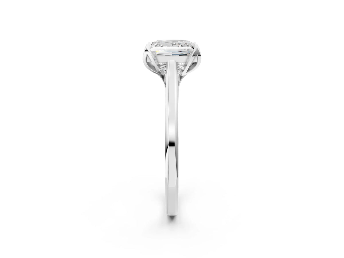 Princess Cut Diamond Solitaire Ring in Platinum with Flower Prong Setting