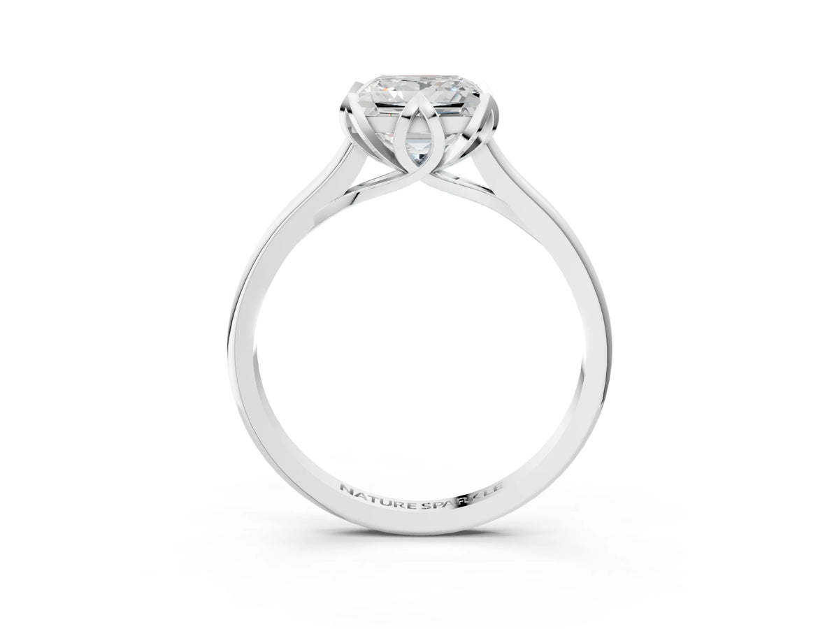 Princess Cut Diamond Solitaire Ring in Platinum with Flower Prong Setting