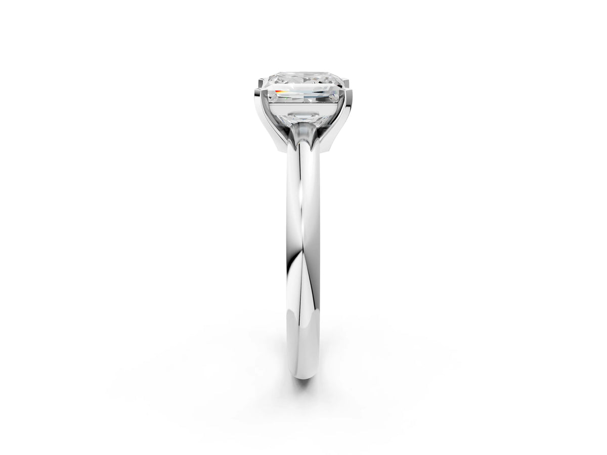 Princess Cut Diamond Solitaire Ring in Platinum with Prong Setting and Rounded Band