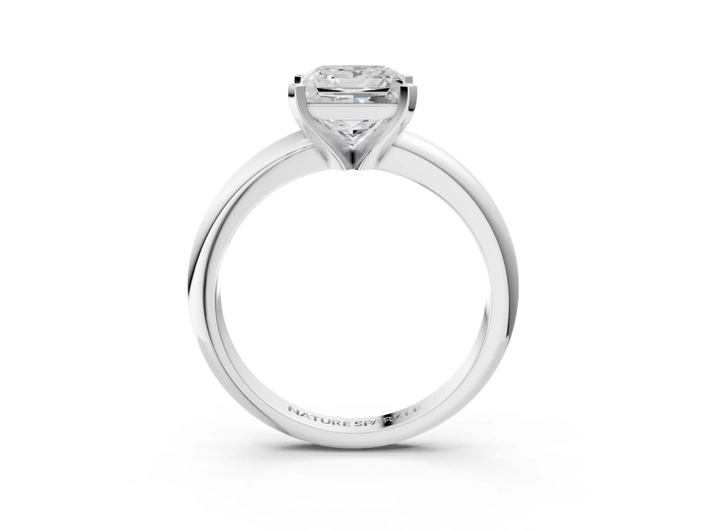Princess Cut Diamond Solitaire Ring in Platinum with Prong Setting and Rounded Band