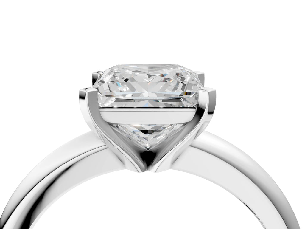 Princess Cut Diamond Solitaire Ring in Platinum with Prong Setting and Rounded Band