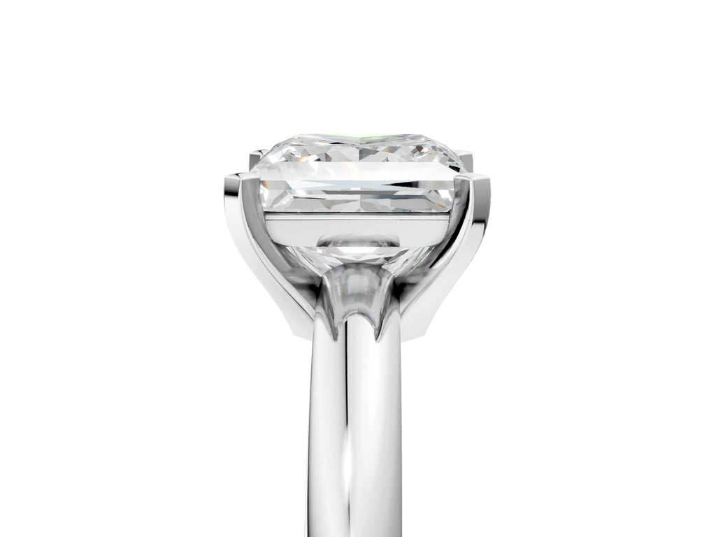 Princess Cut Diamond Solitaire Ring in Silver with Prong Setting and Rounded Band