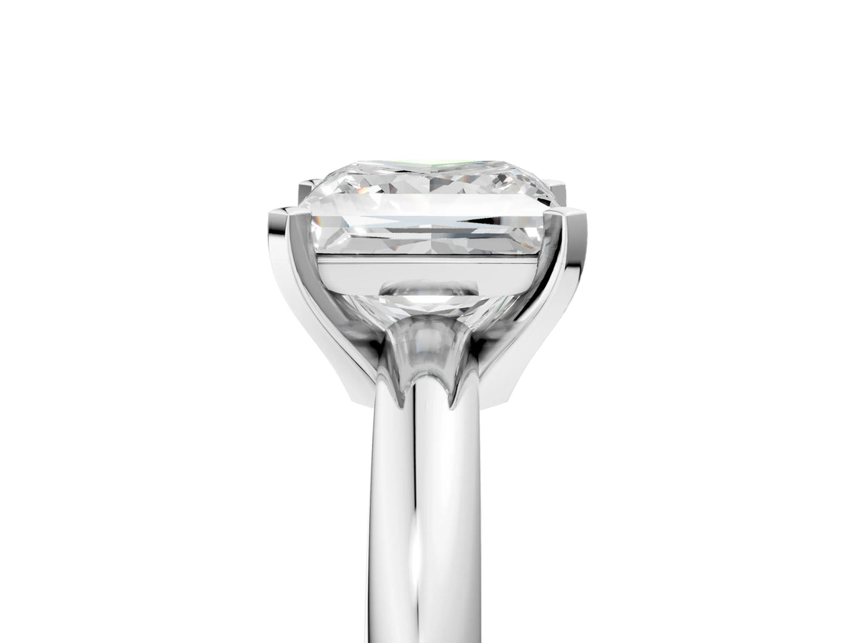 Princess Cut Diamond Solitaire Ring in Silver with Prong Setting and Rounded Band