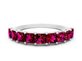 Princess Cut Garnet Eternity Band in Platinum with Channel Setting and Prong Detail 