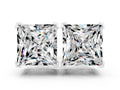 Princess Cut Moissanite Stud Earrings in Silver with Basket Setting