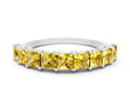 Princess Cut Yellow Sapphire Eternity Band in Platinum with Channel Setting and Prong Detail 