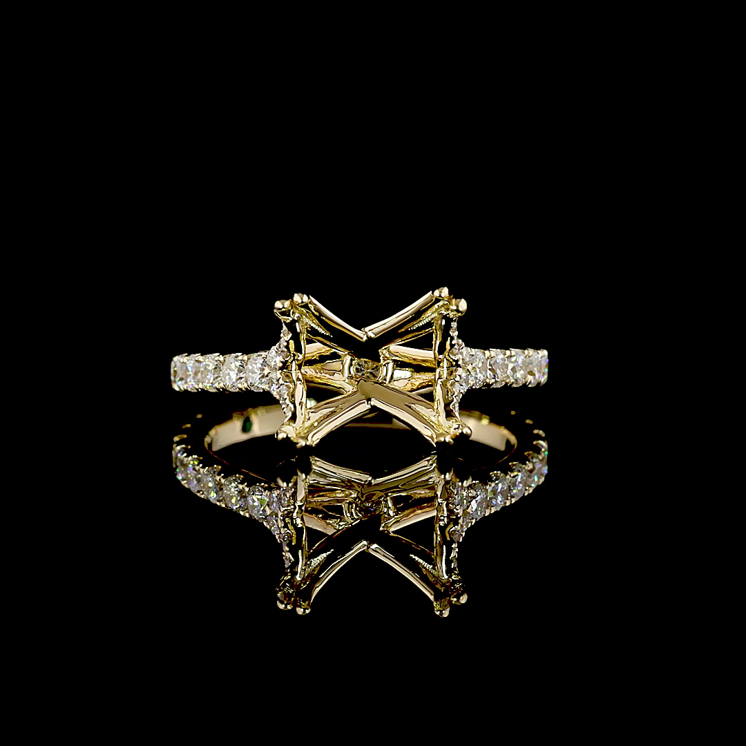Yellow gold Diamond Solitaire Diamond Shank Ring · 0.69 ct