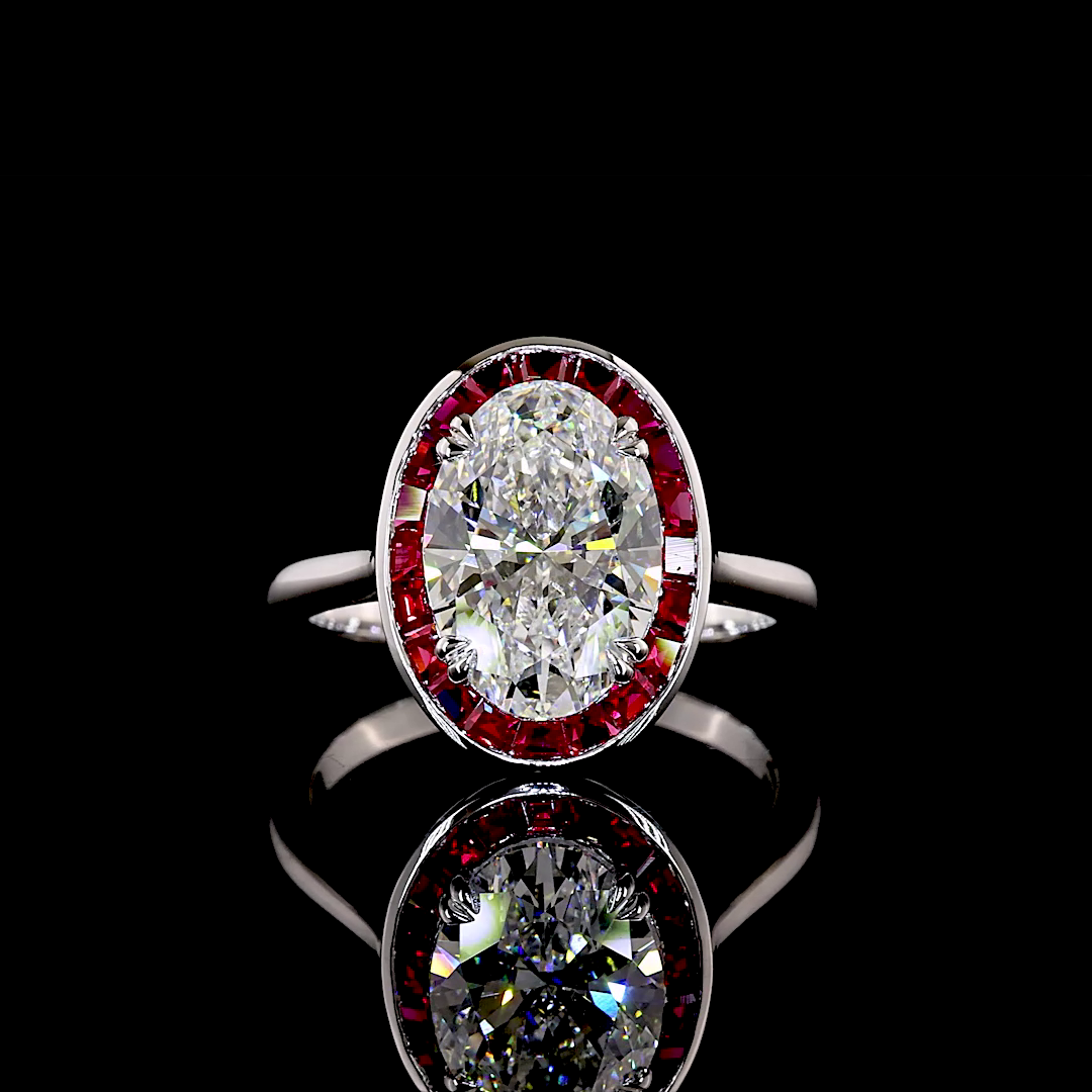 White gold Diamond Halo Ring · 3.07 ct
