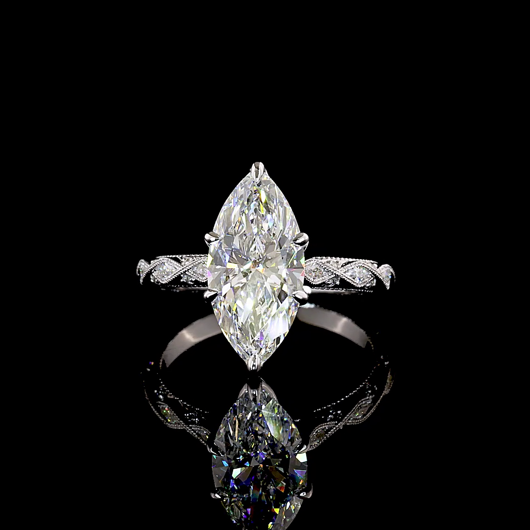 White gold Diamond Solitaire Diamond Shank Ring · 3.29 ct