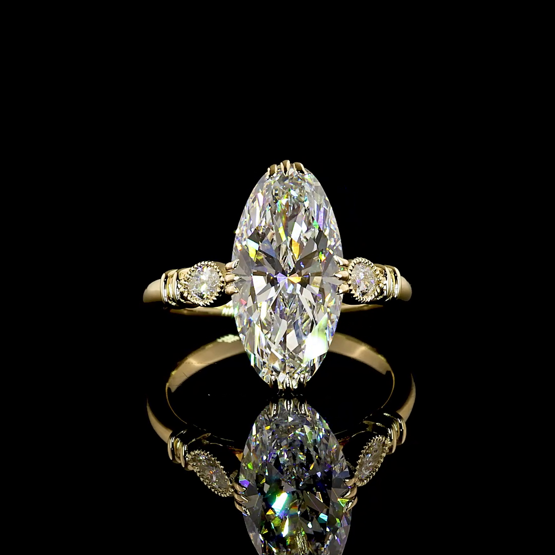 Yellow gold Diamond Three-Stone Ring · 4.37 ct