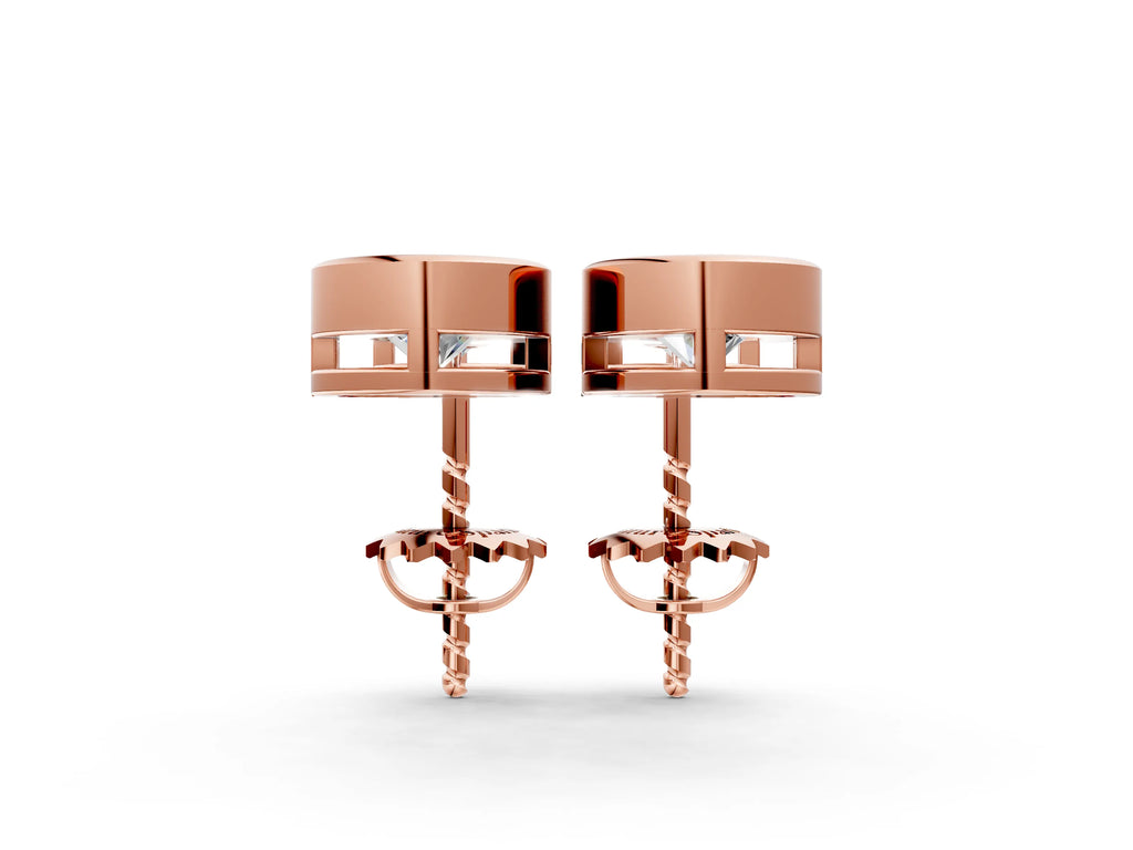 Rose gold Bezel-Set Round Cut Drop Earrings with Post Back