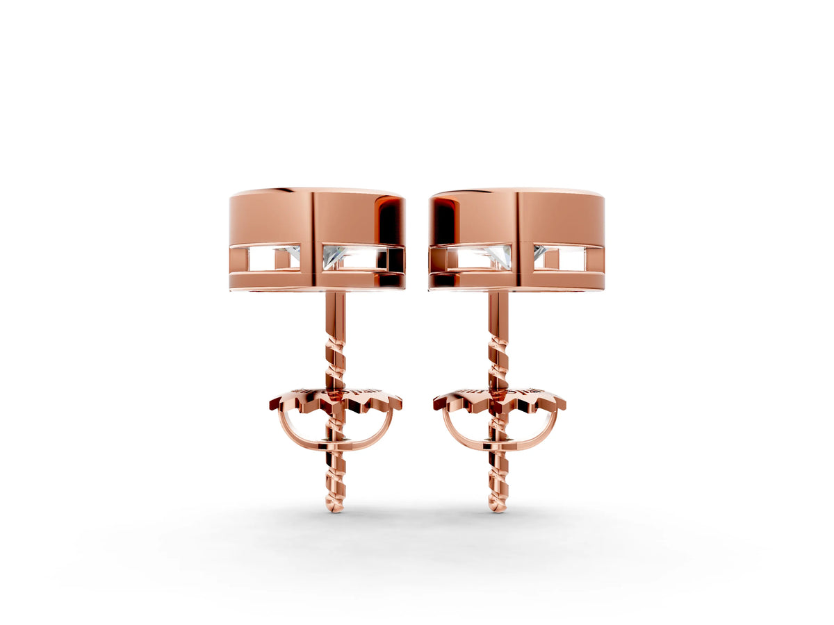 Rose gold Bezel-Set Round Cut Drop Earrings with Post Back