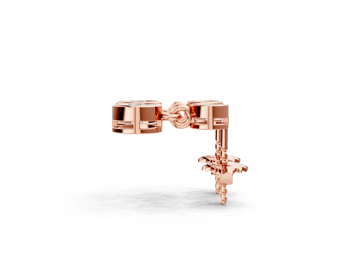 Rose gold Bezel-Set Round Cut Drop Earrings with Post Back