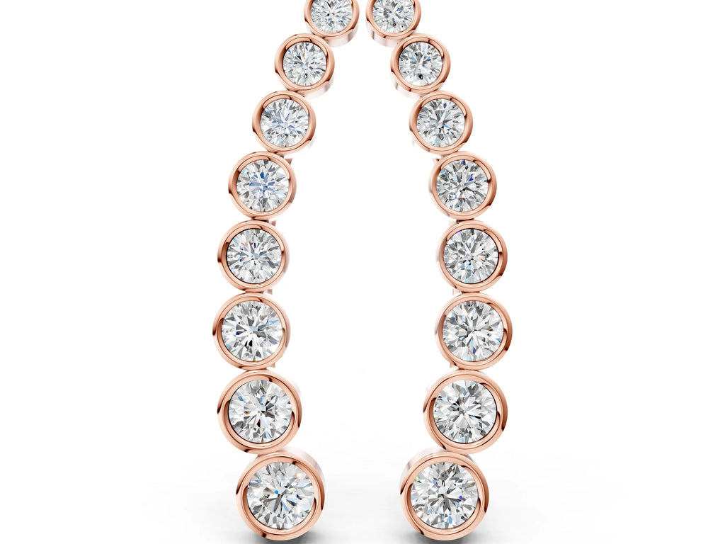 Rose gold Bezel-Set Round Diamond Climber Earrings