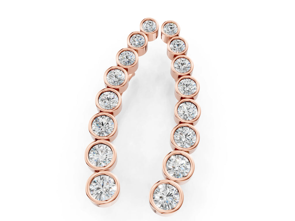 Rose gold Bezel-Set Round Diamond Climber Earrings