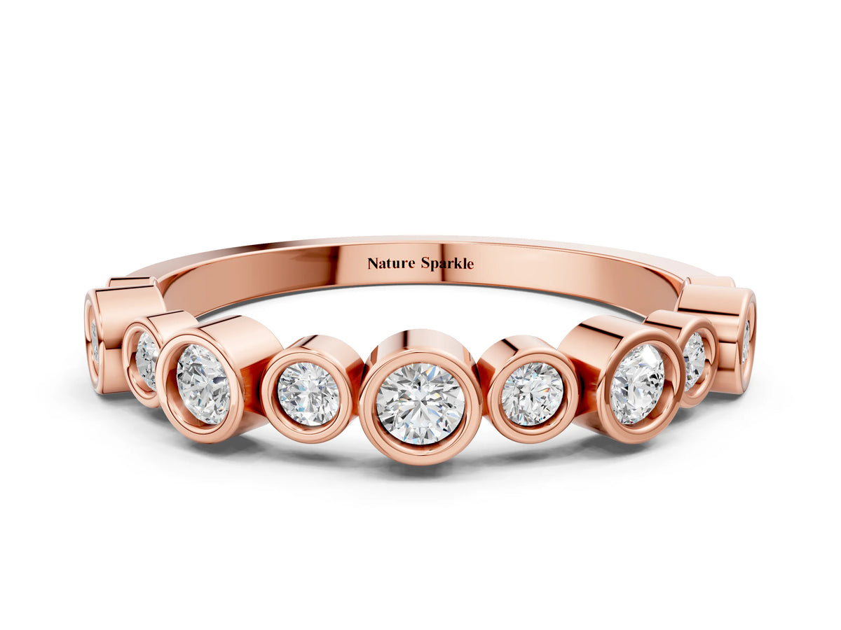 Rose gold Bezel Set Round Diamond Half Eternity Band